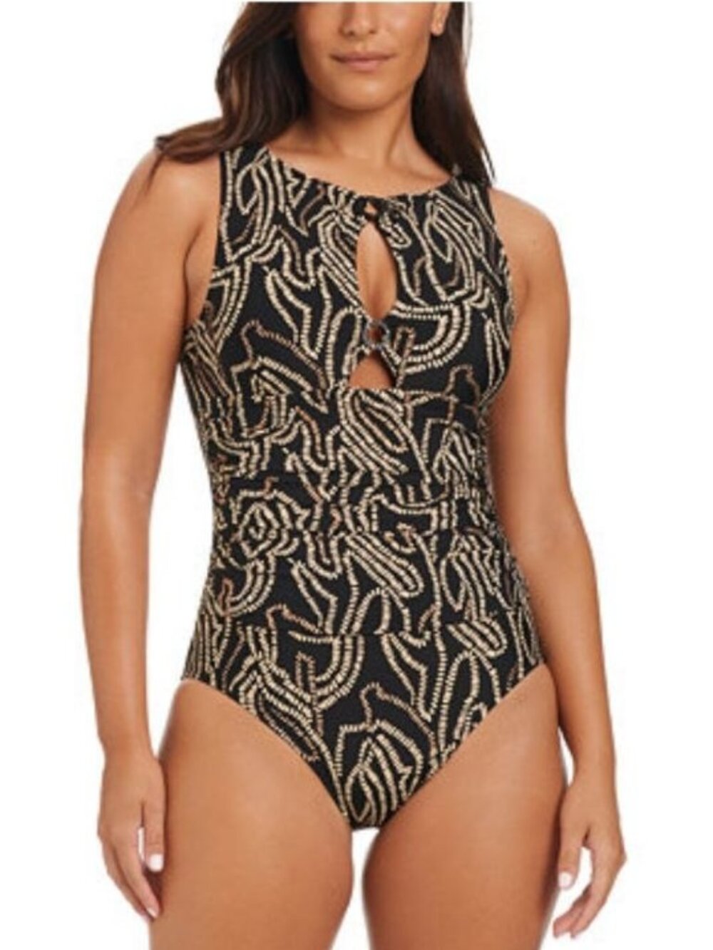 Beyond Control Women's Foil Me Once High-Neck Tummy-Control Size 12